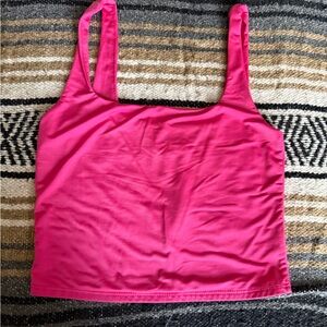 Bright Pink Scoop Crop Tank Top